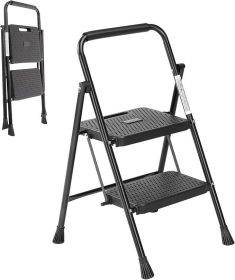 2 Step Ladder, Step Stool Foldable, 800lbs Portable Ladder with Wide Anti-Slip Pedal, Step Stool for Adults