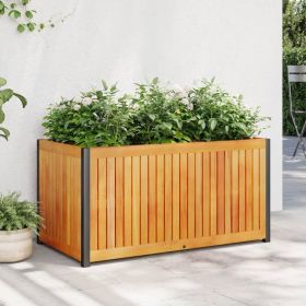Garden Planter 33.5"x17.7"x17.3" Solid Wood Acacia and Steel