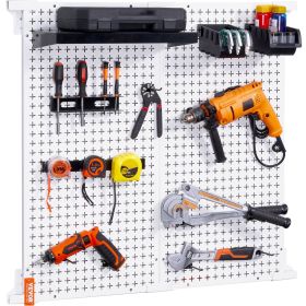 VEVOR Pegboard Wall Organizer 32" x 32", 330LBS Loading Garage Metal Pegboard Organizer Wall Mount, 25PCS Tool Storage Kit with 2 Peg Boards, Hooks