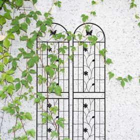 2 Pack Metal Garden Trellis 86.7" x 19.7" Rustproof Trellis for Climbing Plants Outdoor Flower Support Black
