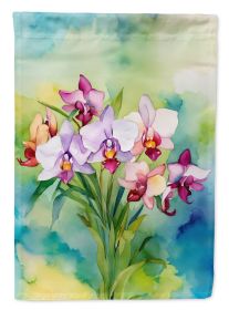 Orchids in Watercolor Garden Flag Mailbox Flag Decorative Yard Flag Banner Outside Patio Artwork Yard Flower Beds, Garden Size, Multicolor (Default: Default)