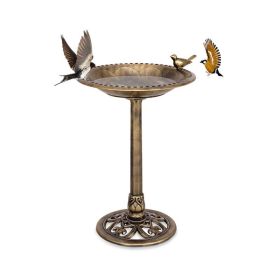 Outdoor Garden Freestanding Pedestal Bird Bath Feeder (Type: bird, Color: Gold)