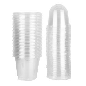 30Pcs Plant Nursery Pots PET Flower Seed Starting Pots Container with Dome with Drainage Holes (Color: White, size: One size)