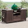 66.5" Outdoor Kitchen Island for Big Green Egg Grills, Solid Wood Outdoor Grill Cart for Tabletop Grill with Stainless Steel Top, Drawer